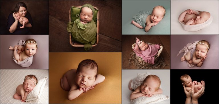 babies being posed on lot of colour backdrops watford workshop Maddy Rogers newborn Training UK watford